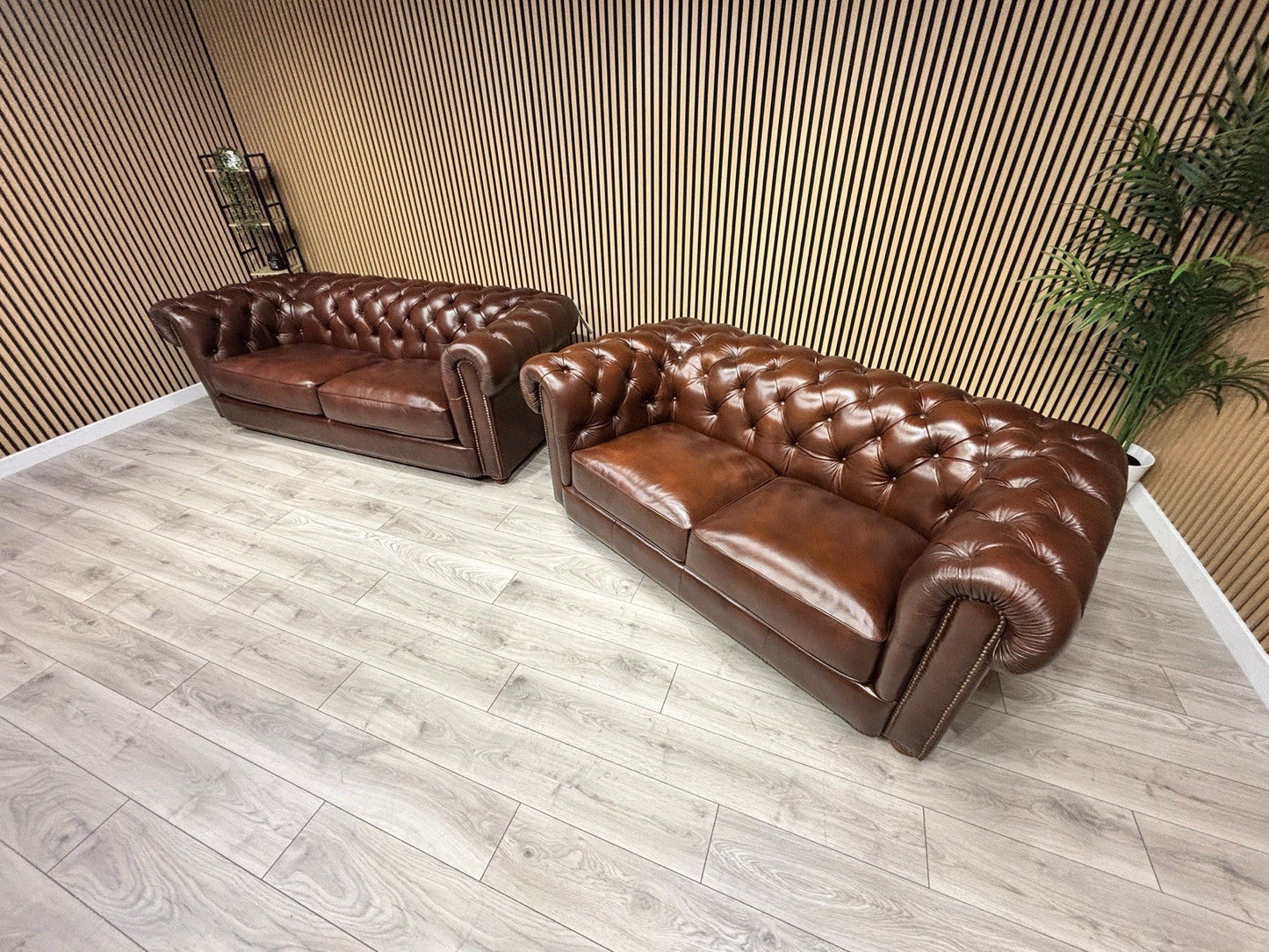 At The Helm Shackleton Style 3 Seater + 2 Seater Leather Chesterfield Sofa Set