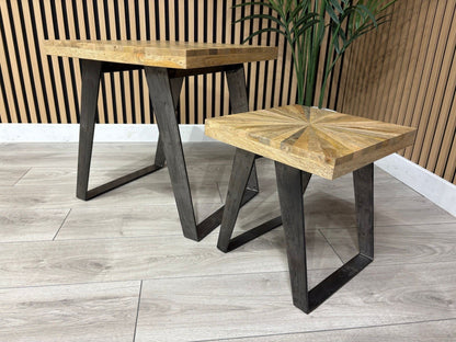 NEXT Sample - Geo Mango Wood Nest Of 2 Tables - RRP: £599