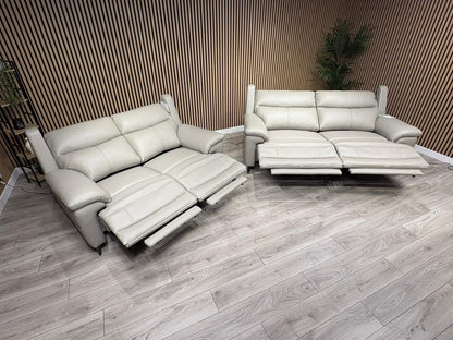 Furniture Village PANACHE Style Leather 3 + 2 Seater Power Recliner Sofa Set