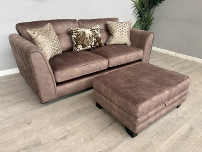 F.V MARIAH 3 Seater Fabric Classic Back Sofa + Storage Footstool - RRP £2590