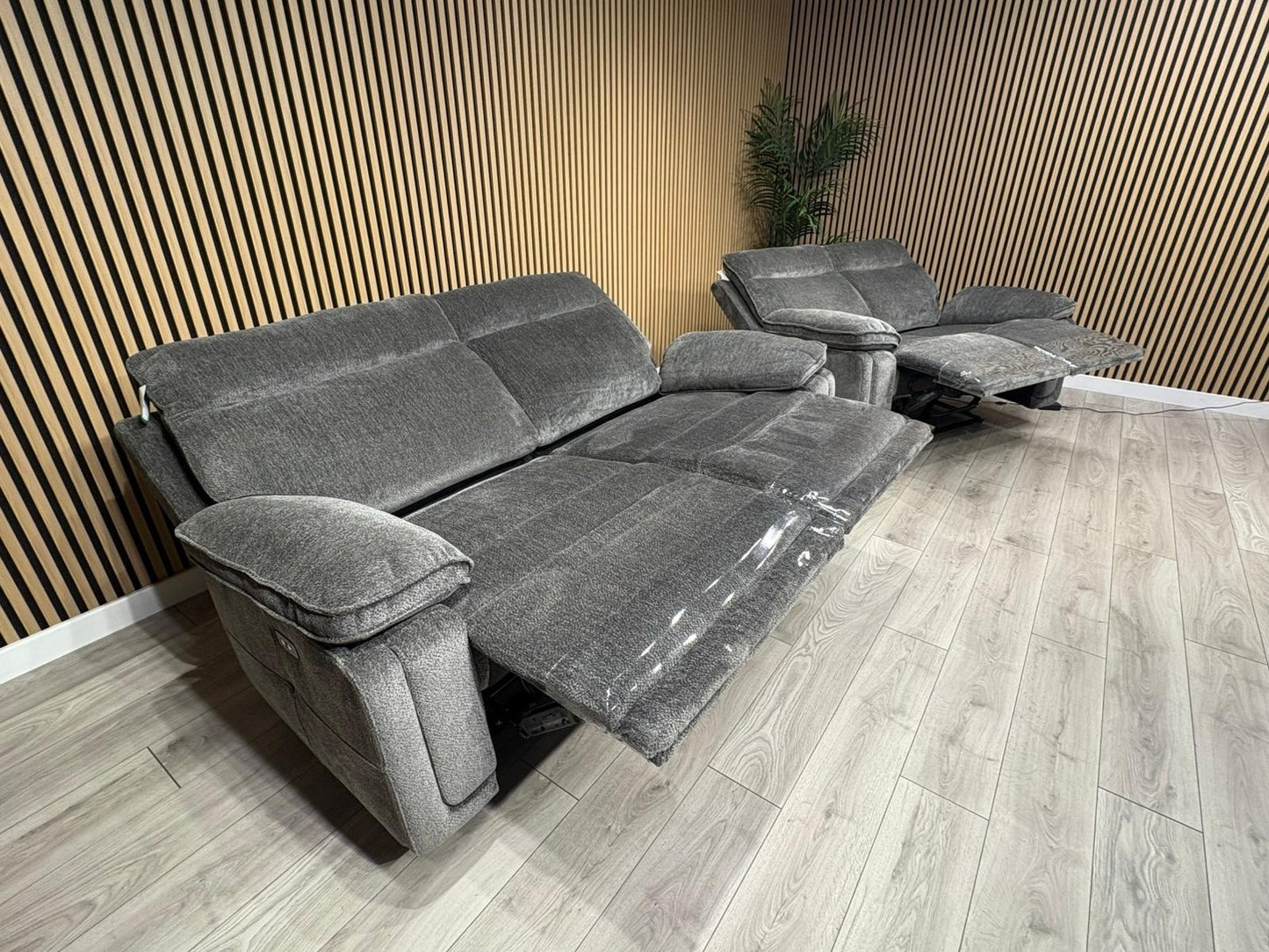 DFS Sample - Cadenza Style Fabric 3 + 2 Seater Power Sofa Set - RRP £2898