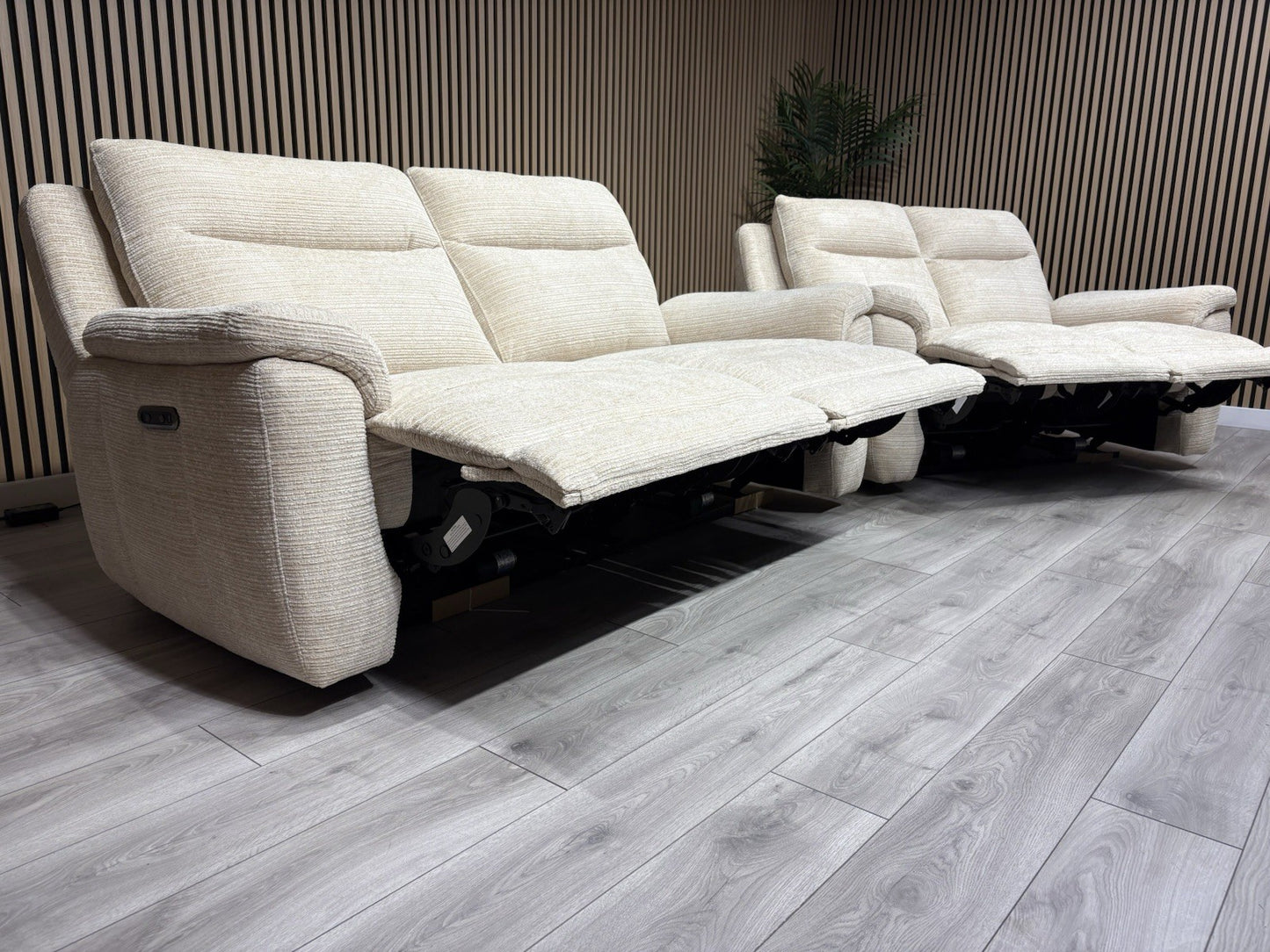 NAVONA 3 Seater + 2 Seater Fabric Sofa Set, Power Recliners - RRP £3,298