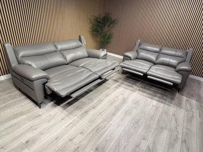 Furniture Village PANACHE Style Leather 3 + 2 Seater Power Recliner Sofa Set