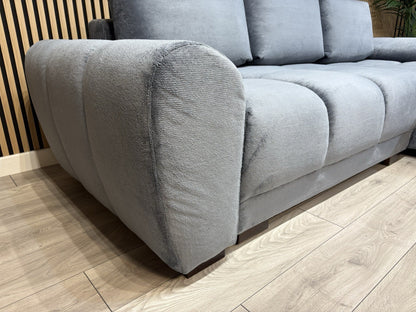 AZZURO Premium Fabric RHF Corner Chaise Sofa Bed with Storage, Grey - RRP £1,799