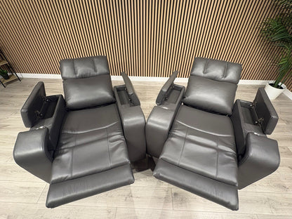 SCS Adstock x2 Leather Power Recliner Chairs with Power Head Tilt RRP £2258