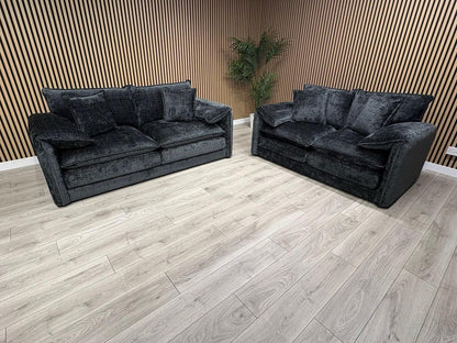 SOLICE Fabric 3 Seater + 2 Seater Sofa Set, Black - RRP £2,498