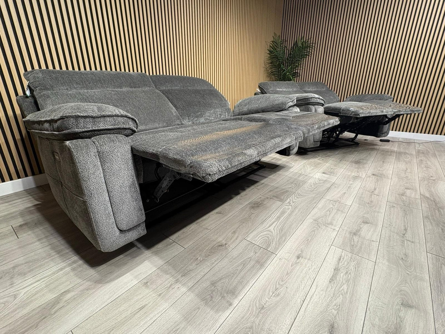 DFS Sample - Cadenza Style Fabric 3 + 2 Seater Power Sofa Set - RRP £2898