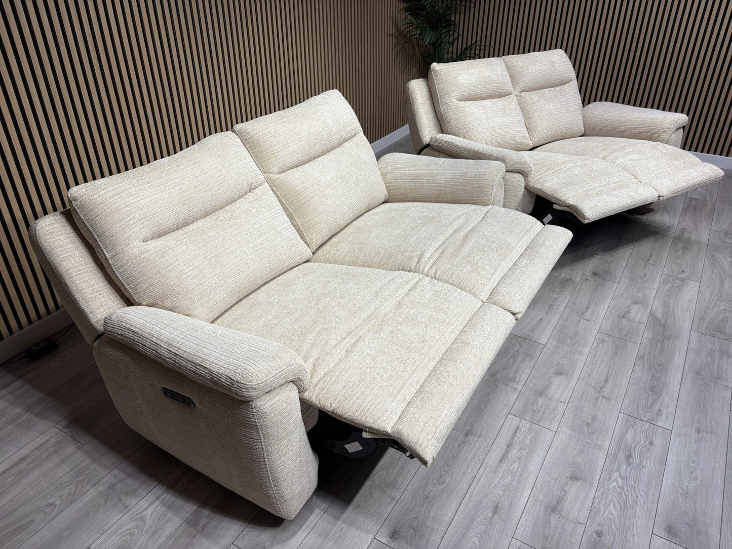NAVONA 3 Seater + 2 Seater Fabric Sofa Set, Power Recliners - RRP £3,298