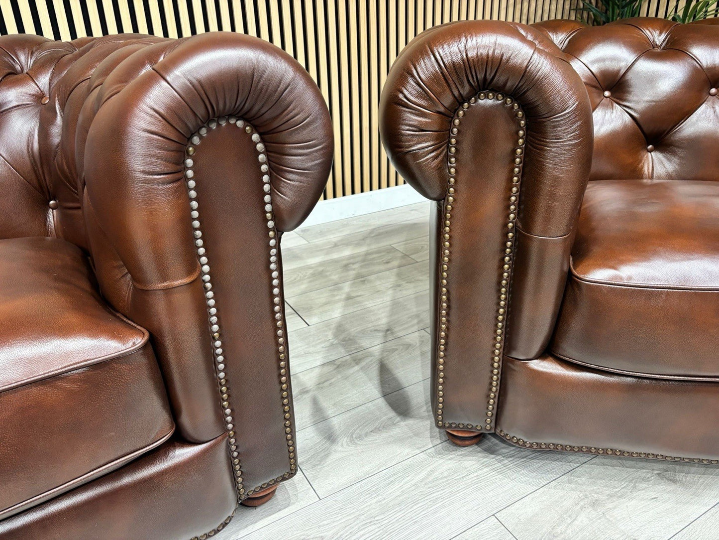 At The Helm Shackleton Style 3 Seater Sofa + Armchair Leather Chesterfield Set