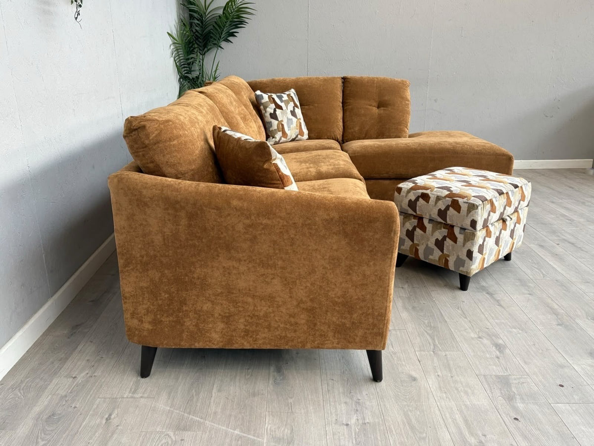 Sofology HALSTON Style Fabric RHF Chaise Corner Sofa + Foostool - RRP £2,898