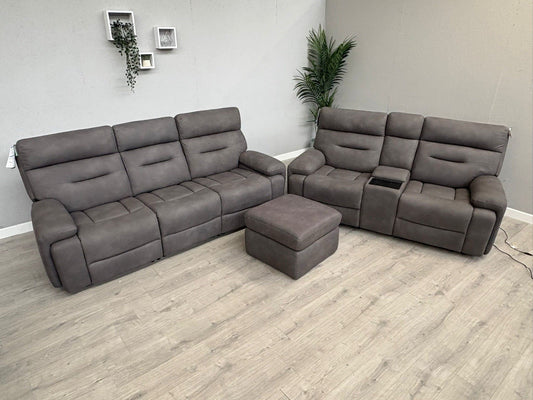 Furniture Village CINEMAX 3 + 2 Seater Power Recliner Media Sofa Set + Footstool