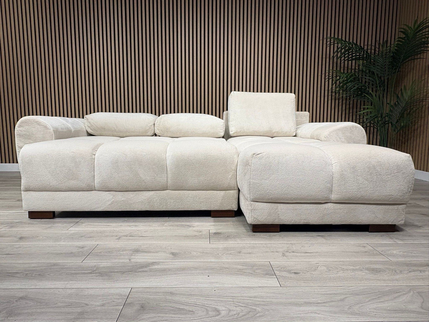 AZZURO Premium Fabric Corner Chaise Sofa Bed with Storage, Cream - RRP £1,799