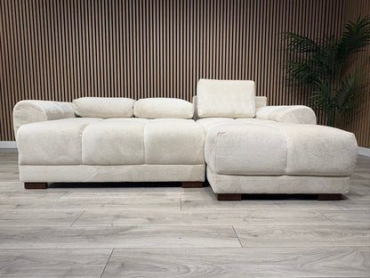 AZZURO Premium Fabric Corner Chaise Sofa Bed with Storage, Cream - RRP £1,799