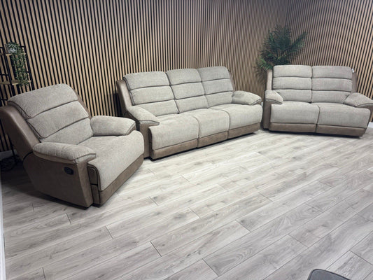 DFS LAKELYN Style Fabric 3 + 2 Seater Sofa + Armchair Set, Manual Recliners