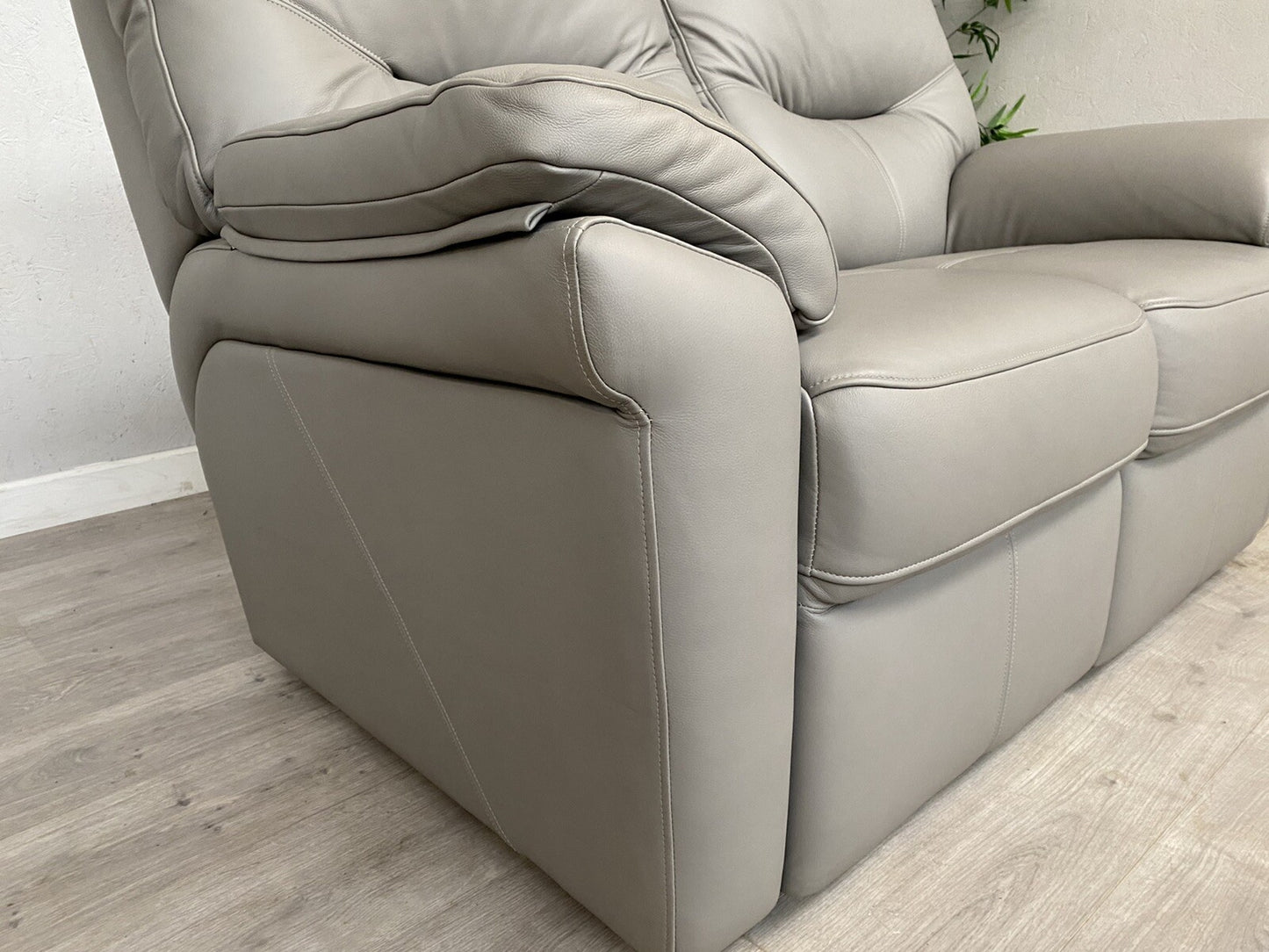F. Village. G Plan - SEATTLE Leather 2 Seater Sofa, Cambridge Grey, RRP £3,270