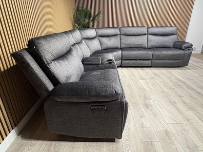 DFS Trek Style Fabric 2 Corner 2 Power Recliner Sofa + Console - RRP £2,499