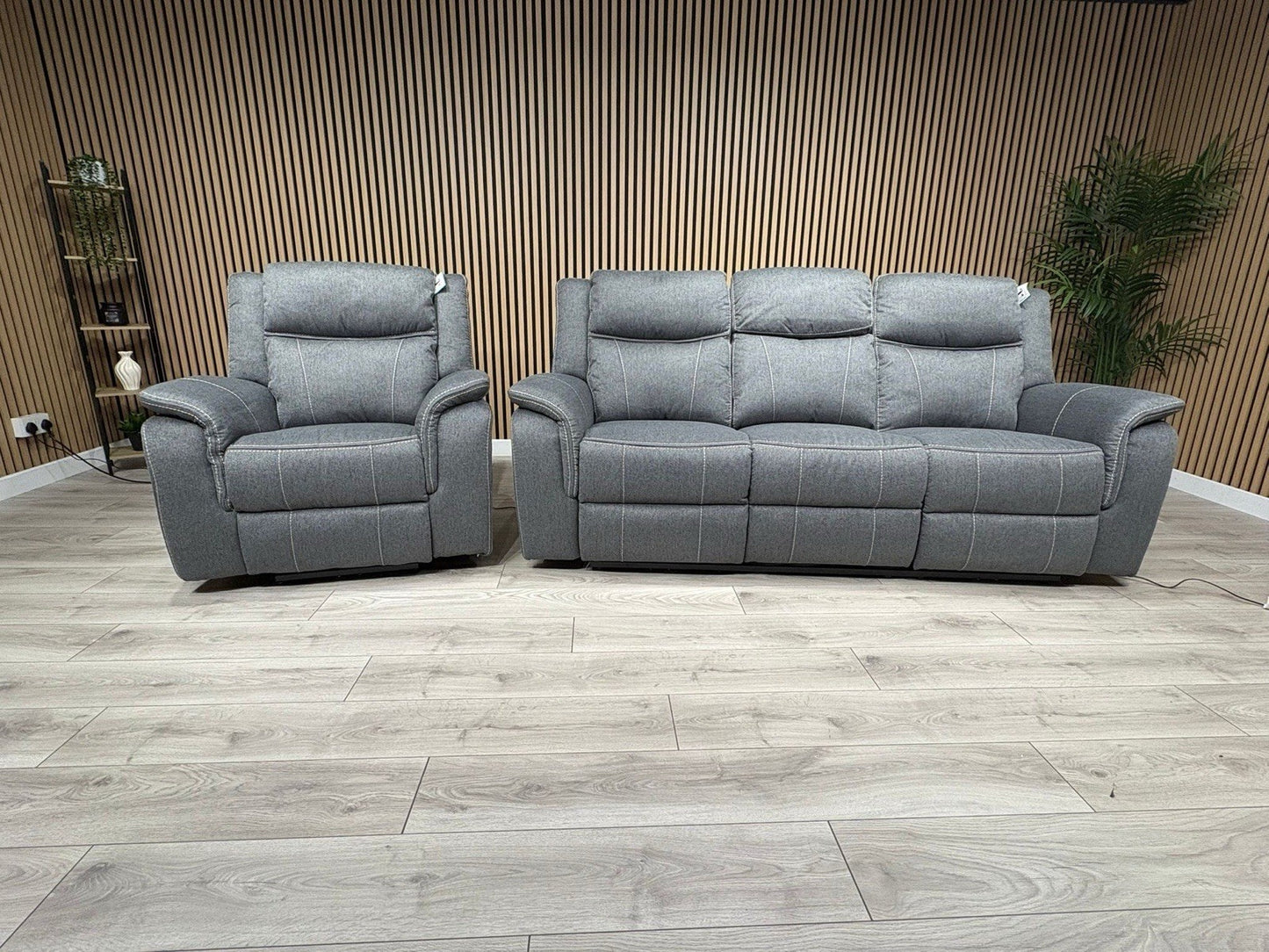 Galaxy Fabric 3 Seater + Armchair, Power Recliner Media Sofa Set - RRP £3190