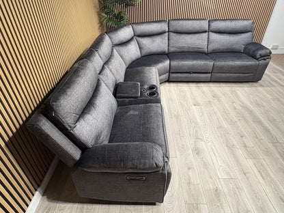 DFS Trek Style Fabric 2 Corner 2 Power Recliner Sofa + Console - RRP £2,499