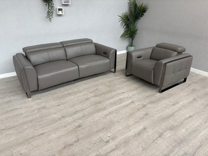 Furniture Village GISELLA Leather 3 Seater Sofa + Armchair Power Set - RRP £4390
