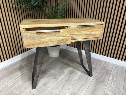 NEXT Sample - Geo Mango Wood 2 Drawer Console Table - RRP: £650