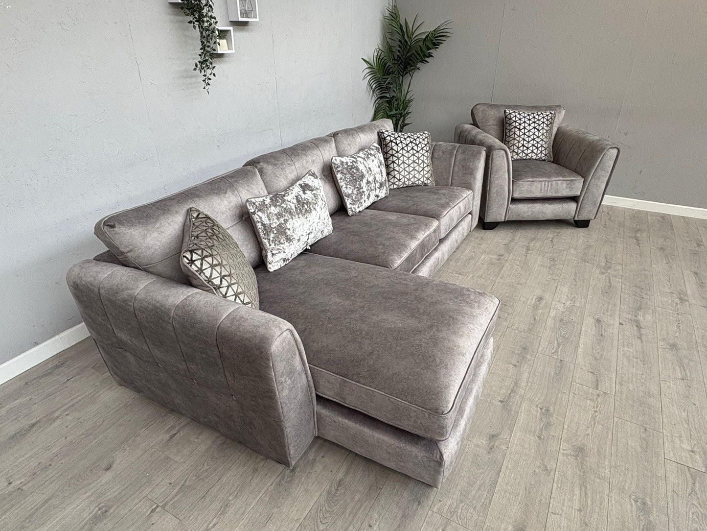 Furniture Village MARIAH Fabric LHF Chaise Corner Sofa + Armchair - RRP £4,140