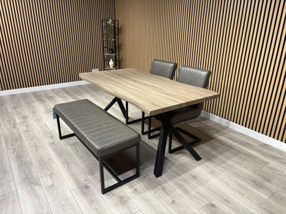 NEXT Sample - RIGA Industrial Dining Table + Bench + 2 x Chairs - RRP £1,899