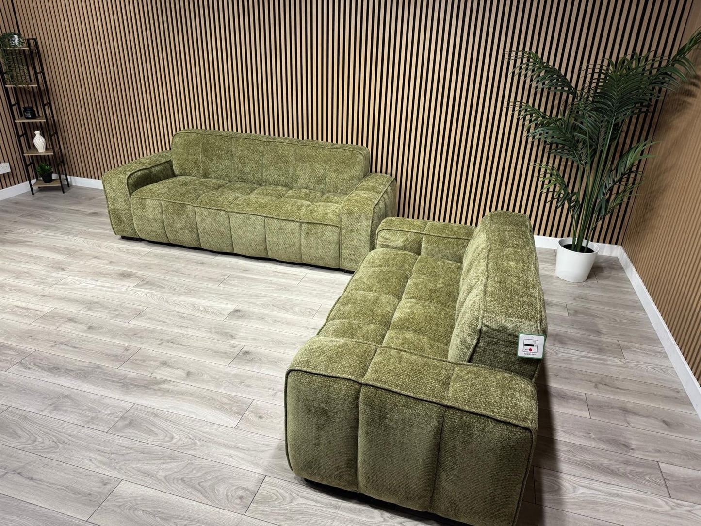 PARIS Fabric 3 Seater + 2 Seater Sofa Set, Olive - RRP £2,578