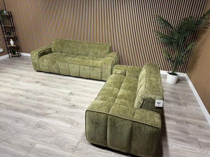 PARIS Fabric 3 Seater + 2 Seater Sofa Set, Olive - RRP £2,578