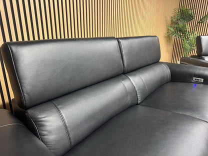 VENICE Leather 3 Seater + 2 Seater Console Power Recliner Sofa Set - RRP £4,598