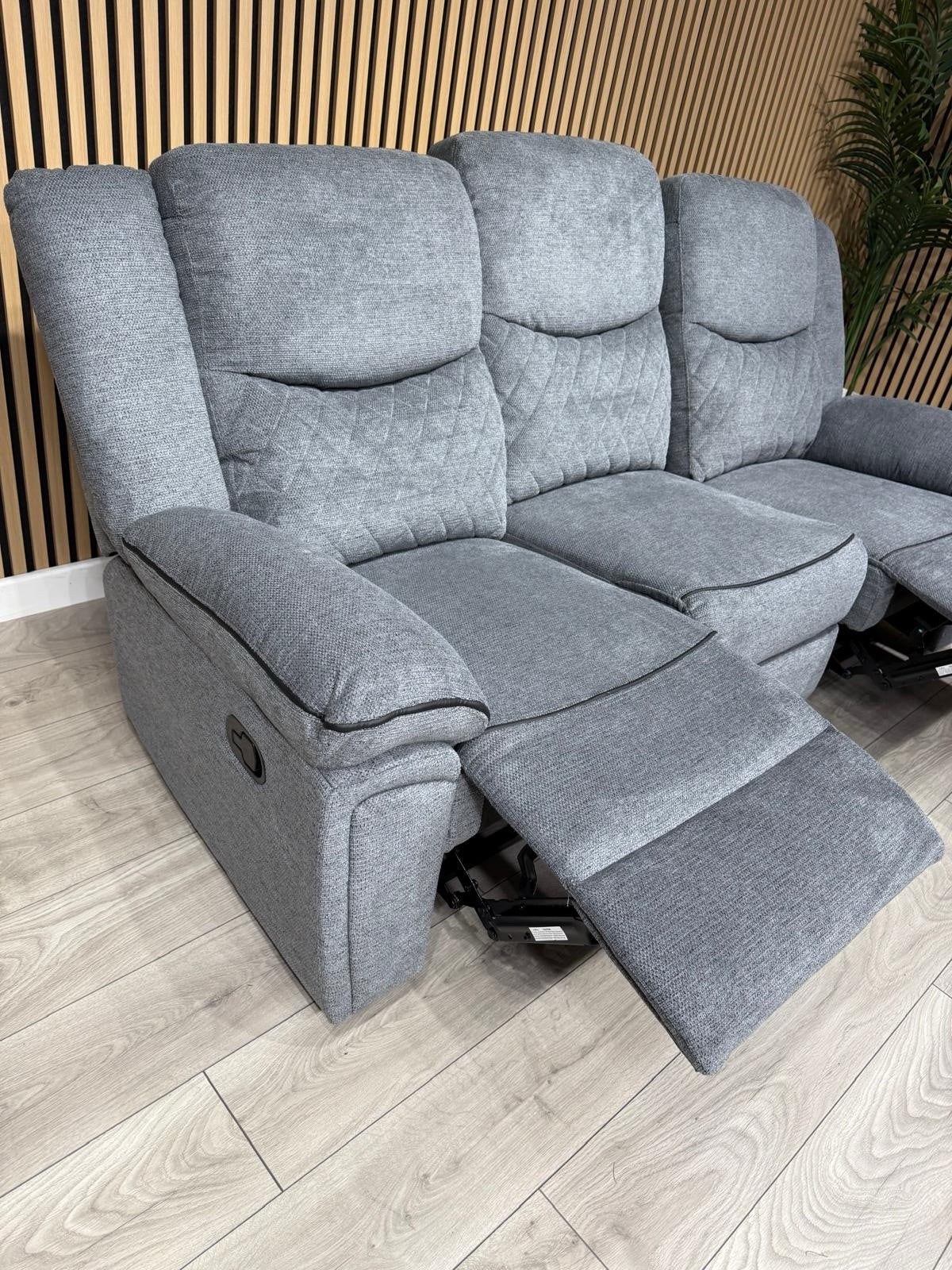 Very Myra 3 Seater Fabric Manual Recliner Sofa Grey