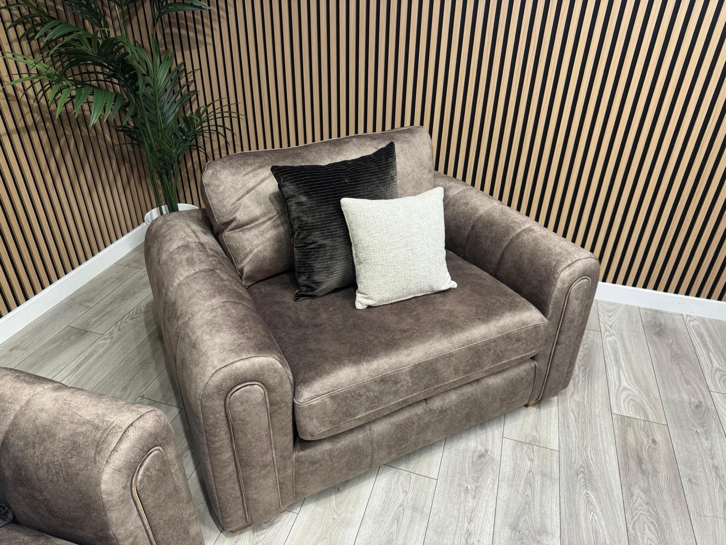 DEVINE Glamour Large Fabric 4 Seater Sofa + Love Chair Armchair - RRP £2,398