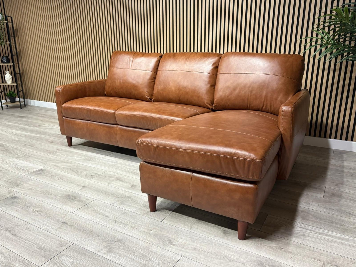 John Lewis BAILEY Style RHF Leather 3 Seater Chaise End Sofa, Tan - RRP £3,449