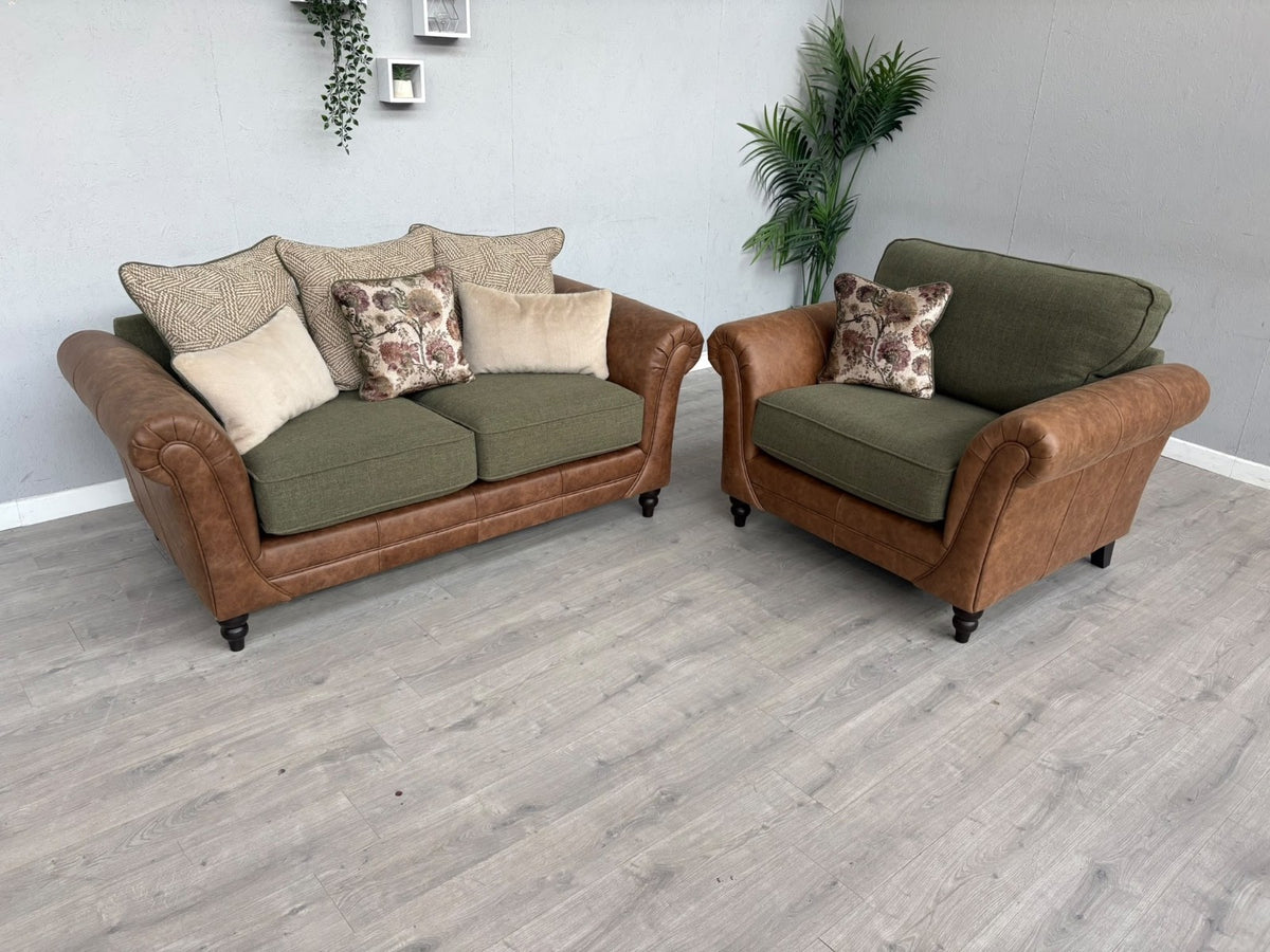 CHATSWORTH Farmhouse Style Fabric 2 Seater Sofa + Love Chair Set RRP £3390