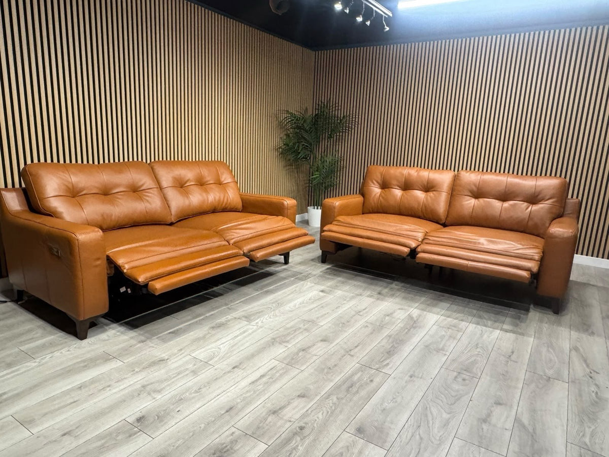 ScS Poltronesofa RUFFIO Leather 2 x 3 Seater Power Recliner Sofa Set - RRP £4498