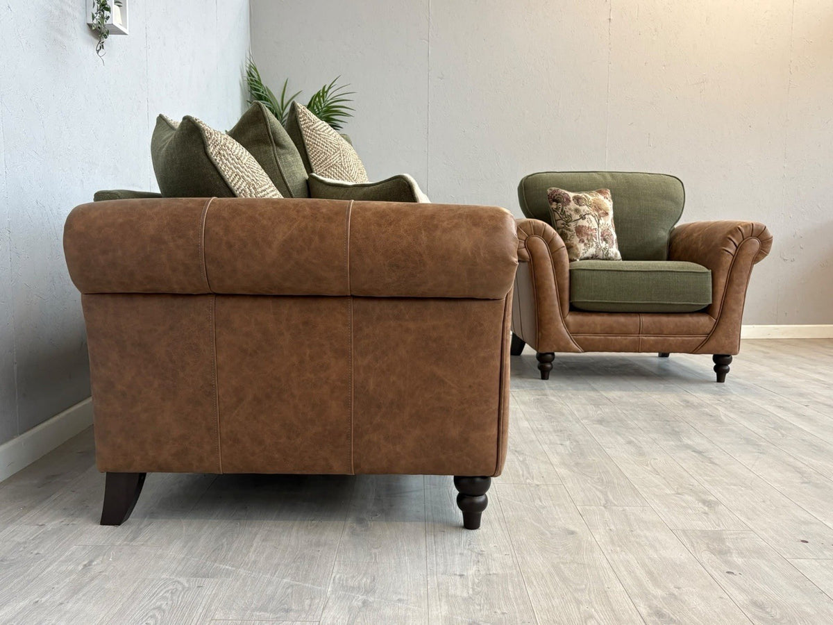 CHATSWORTH Farmhouse Style Fabric 3 Seater Sofa + Armchair Set RRP £3390