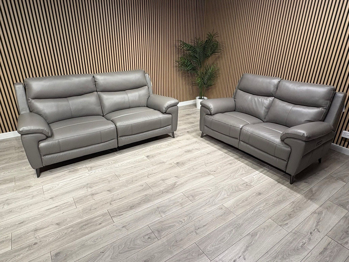 Furniture Village PANACHE Style Leather 3 + 2 Seater Power Recliner Sofa Set