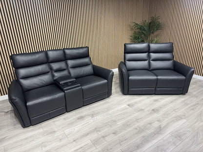 SCS  Cleveley Leather 2+2 Seater Power Recliner/Headrests + Console  - RRP £2898