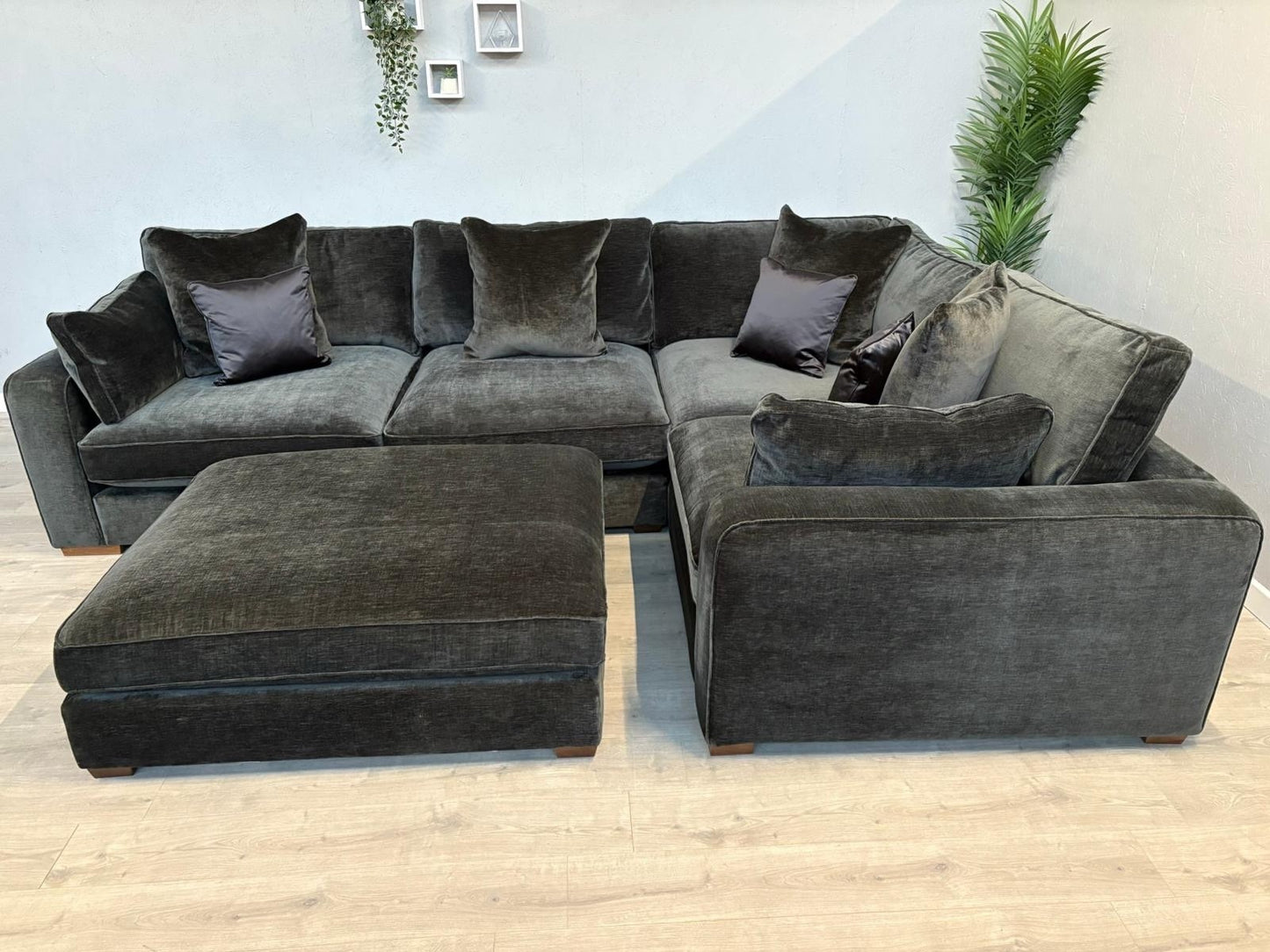Sofology CAVALLI Fabric 3 Corner 1.5 Sofa + Footstool, Slate  - RRP £5,798