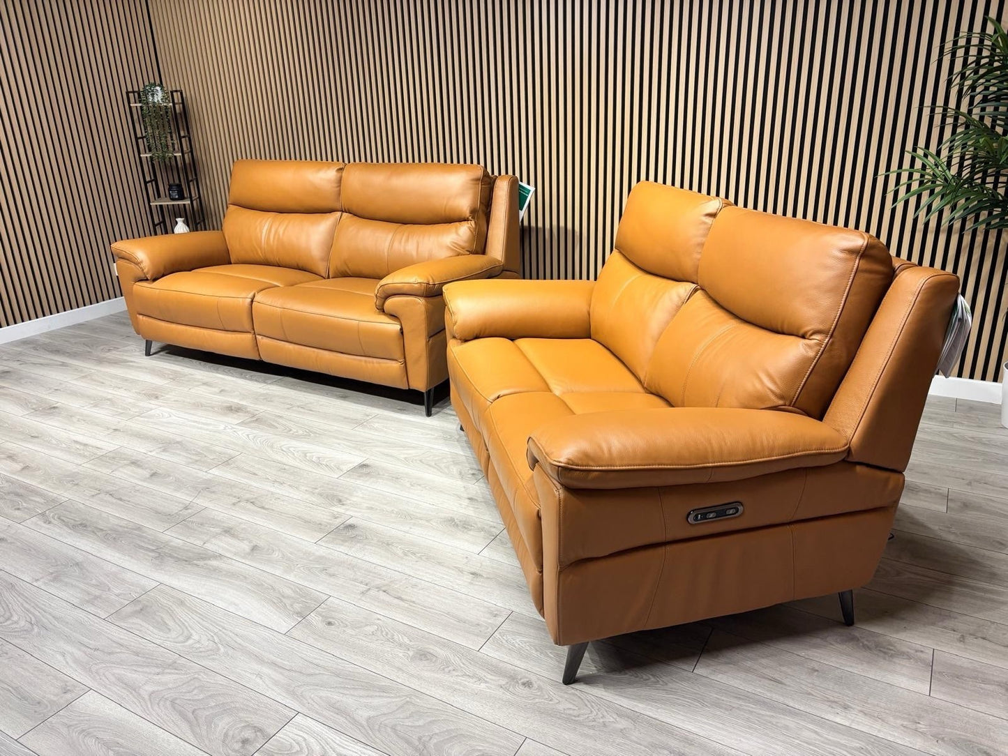 Furniture Village PANACHE Style Leather 3 + 2 Seater Power Recliner Sofa Set