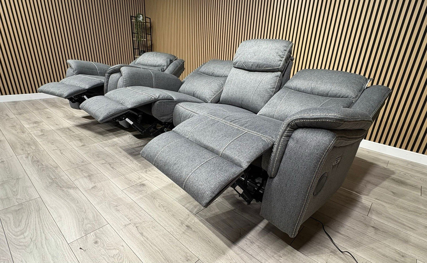 Galaxy Fabric 3 Seater + Armchair, Power Recliner Media Sofa Set - RRP £3190