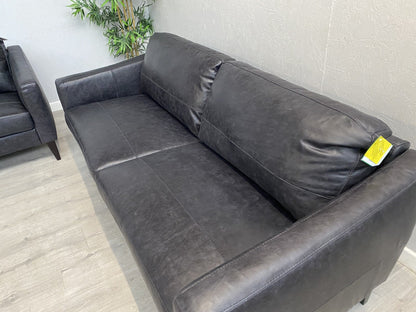 John Lewis BAILEY Style Leather 3 Seater + 2 Seater Sofa Set, Black - RRP £3,498
