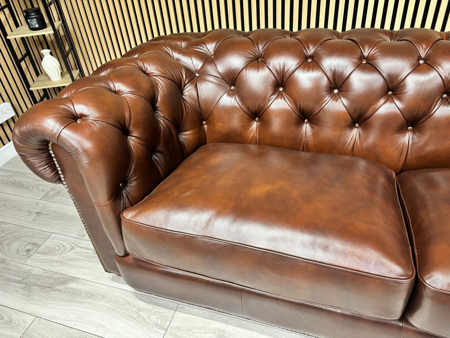 At The Helm Shackleton Style 3 Seater Sofa + Armchair Leather Chesterfield Set