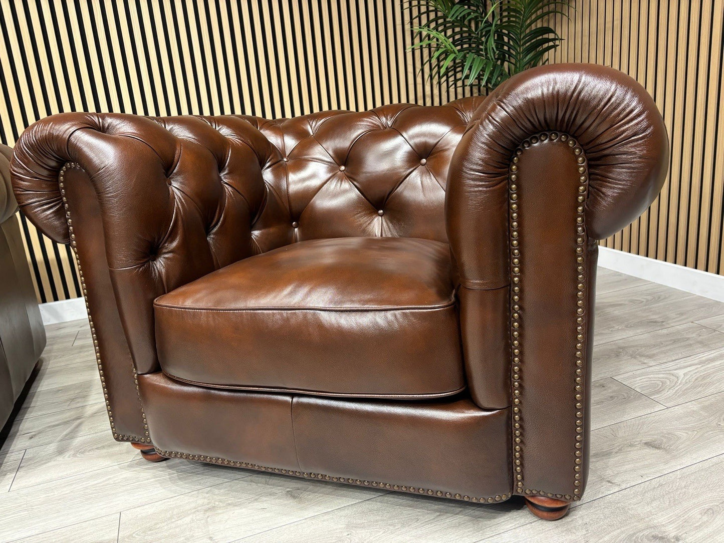 At The Helm Shackleton Style 3 Seater Sofa + Armchair Leather Chesterfield Set