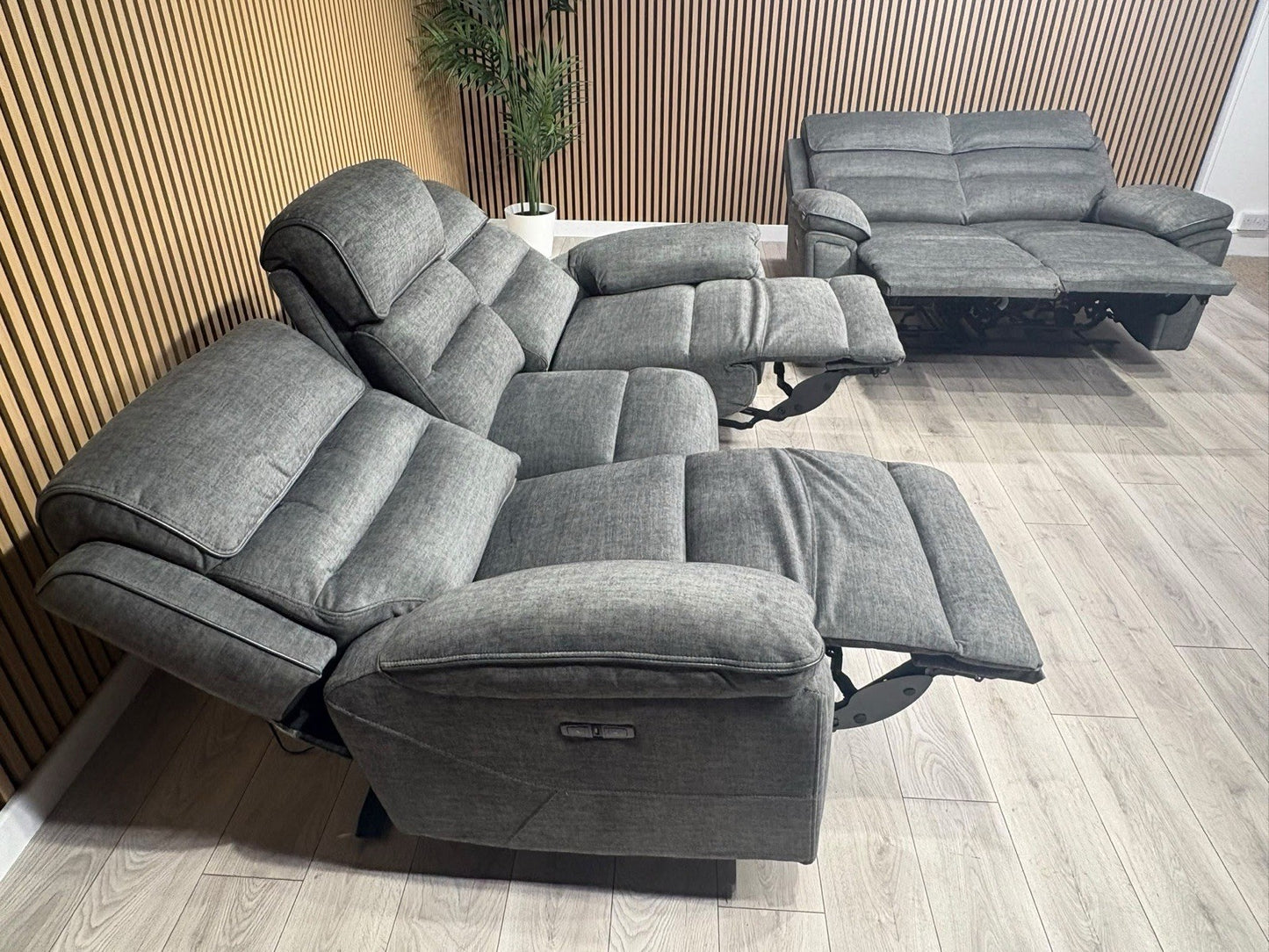 DFS New Lawson Power Recliner 3+2 Seater Sofa Set + Fold Down Table - RRP £2498