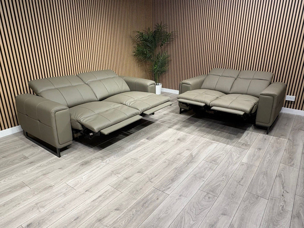 MARELLA 3 Seater + 2 Seater Power Recliner Leather Sofa Set RRP £4399