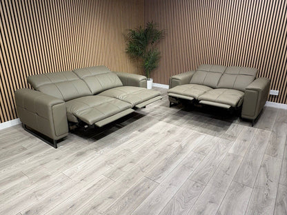 MARELLA 3 Seater + 2 Seater Power Recliner Leather Sofa Set RRP £4399
