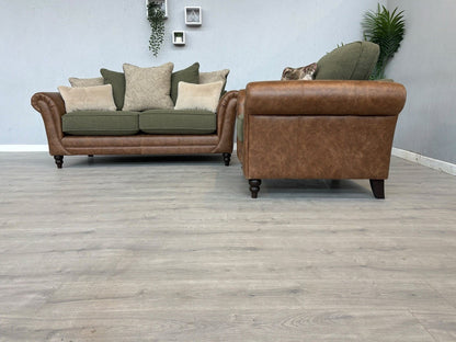 CHATSWORTH Farmhouse Style Fabric 3 Seater Sofa + Armchair Set RRP £3390