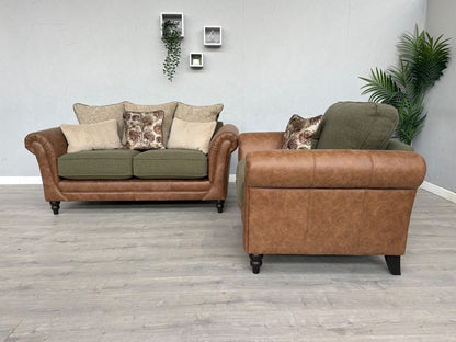 CHATSWORTH Farmhouse Style Fabric 2 Seater Sofa + Love Chair Set RRP £3390