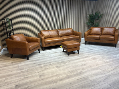 John Lewis BAILEY Style Leather 3 + 2 Seater Sofas, Armchair + Stool - RRP £4648