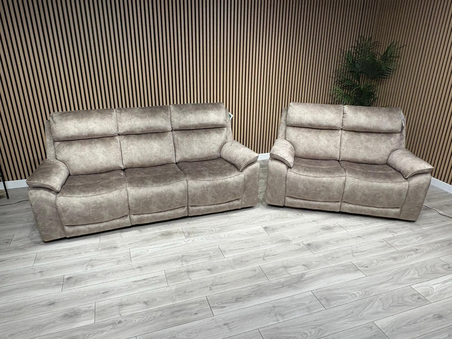 Furniture Village SLOANE Style Fabric 3 + 2 Seater Power Recliner Sofa Set